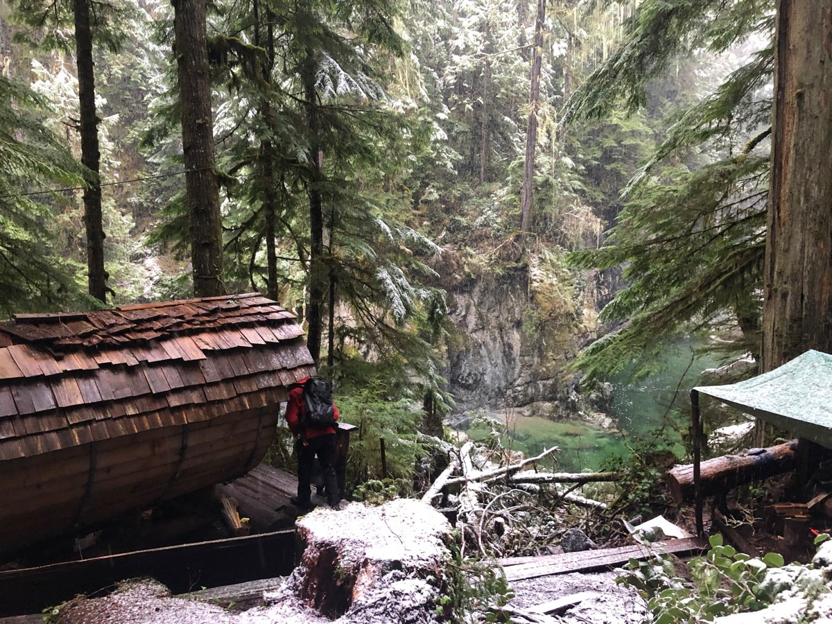 The original Mamquam Sauna on the banks of the Mamquam River, Squamish